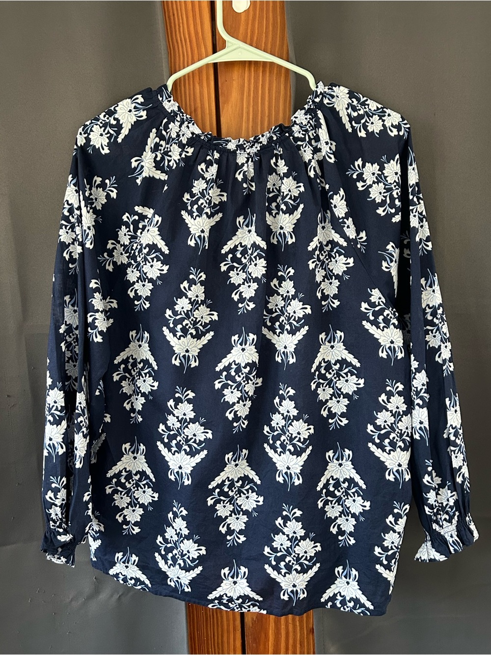 J. Crew Printed Artist Shirt Navy Blue Floral 100% Cotton Women’s Size XL - Picture 2 of 6